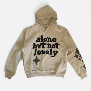 Broken planet Cream and black "alone but not lonely" hoodie - size L